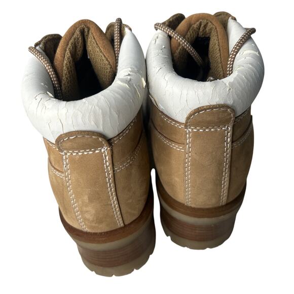 Lugz Vintage Y2K Tan White Heeled Lace Up Boot Size 8 Chunky Sole - Picture 6 of 10